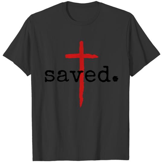 Saved Christian Cross Design T Shirts