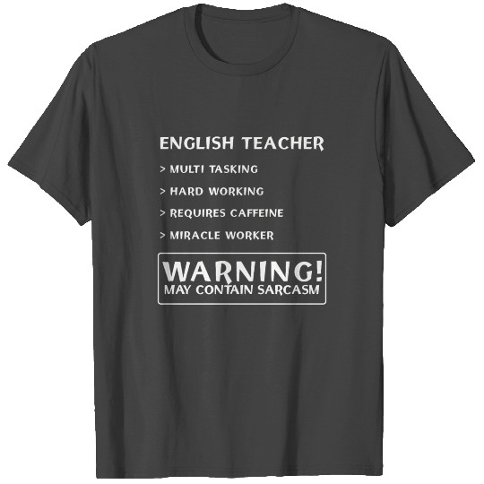 English Teacher Warning Checklist T Shirts