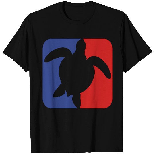 red blue square button sea turtle silhouette outli T Shirts