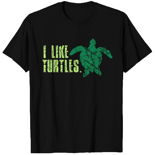 i like turtles sea turtle silhouette outline shado T Shirts