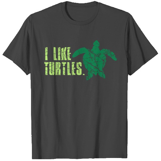 i like turtles sea turtle silhouette outline shado T Shirts