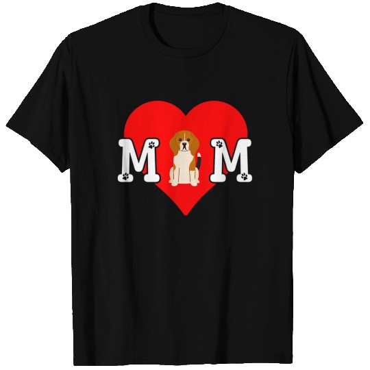 Dog Mom Heart Paw Prints Beagle T Shirts