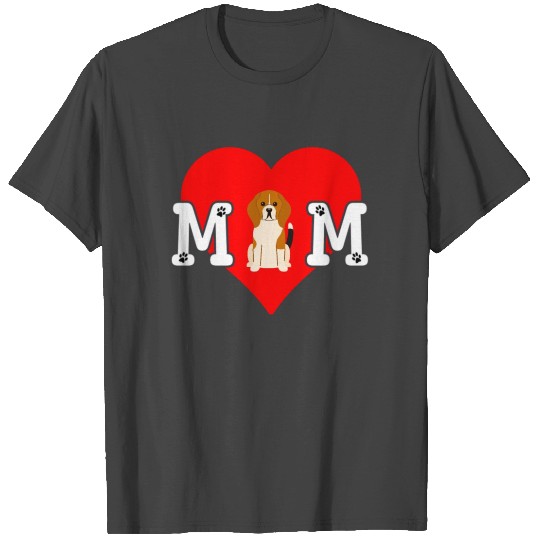 Dog Mom Heart Paw Prints Beagle T Shirts