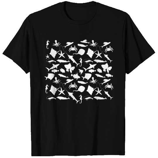 Fishes sea animals pattern T Shirts