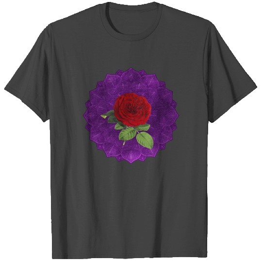 Purple Vintage Red Rose Sacred Mandala Yoga Good T Shirts