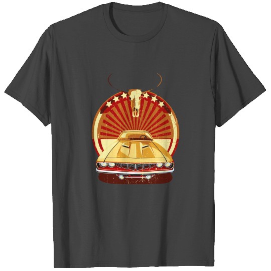 Buffalo skull with car T Shirts