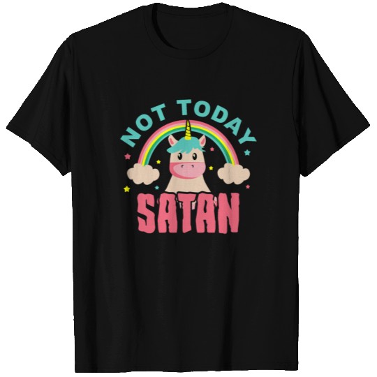 Not Today Satan Funny Christian Rainbow Unicorn T Shirts
