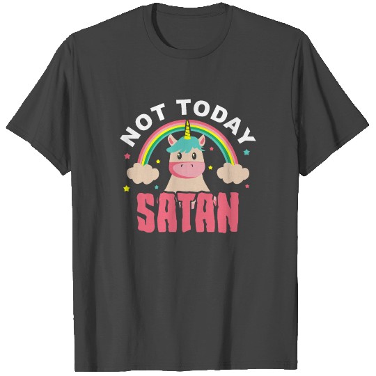 Not Today Satan Funny Christian Rainbow Unicorn T Shirts