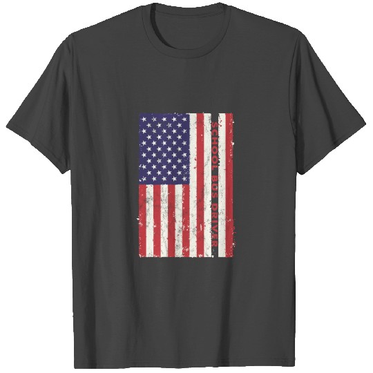 Vintage Usa Red - School Bus Driver American Flag T Shirts