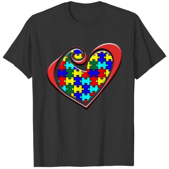 Autism Awareness Rainbow Puzzle Heart T-shirt
