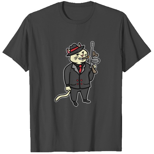Mafia Cat Gangster Kitty Gamble Gun Crime Criminal T Shirts