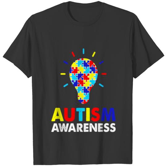 Autism Awareness MultiColored Puzzle Pieces TShirt T-shirt