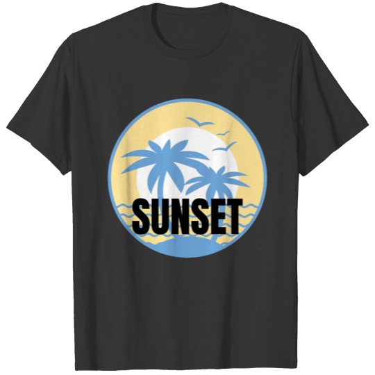 Sunset Ocean Beach Palm Vacation Gift T-shirt