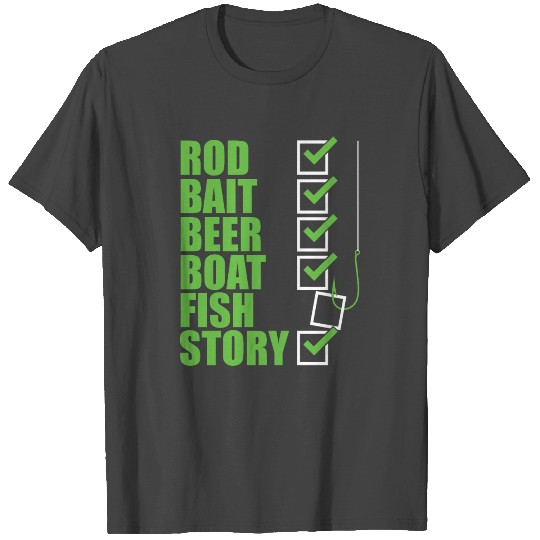 Rod Bait Beer Boat Fish Story, Fishing Road trip T Shirts
