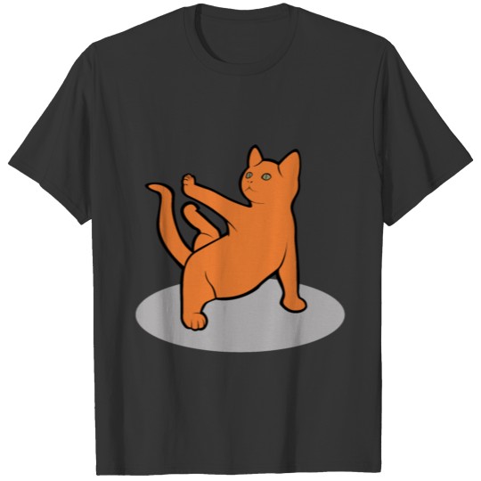Orange cat meow exercise position meditation class T Shirts