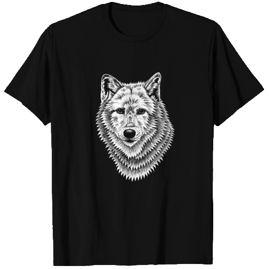 Wolf face - ink illustration T Shirts