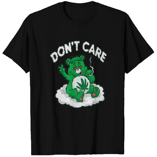 DO NOT CARE BEAR Smoking Bear Hemp Leaf Ganja 420 T Shirts