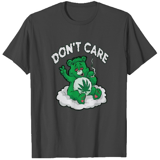 DO NOT CARE BEAR Smoking Bear Hemp Leaf Ganja 420 T Shirts