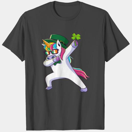 St Patricks Day Unicorn T Shirts, Dabbing Lepricorn D