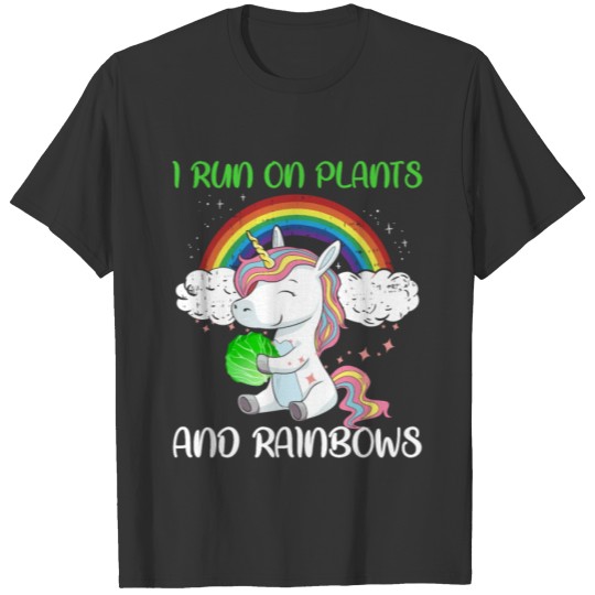 Vegan Unicorn Plants And Rainbows Vegetarian Gift T-shirt