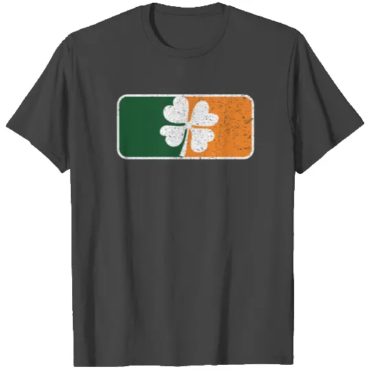 Irish Flag Four Leaf Clover Team Distressed Logo T Shirts