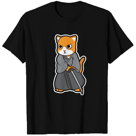 Samurai Katana Cat T Shirts