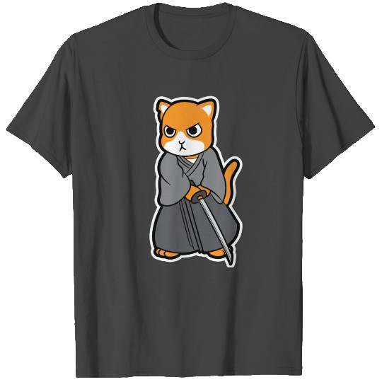 Samurai Katana Cat T Shirts