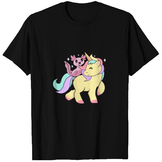Axolotl salamander with colorful unicorn T Shirts