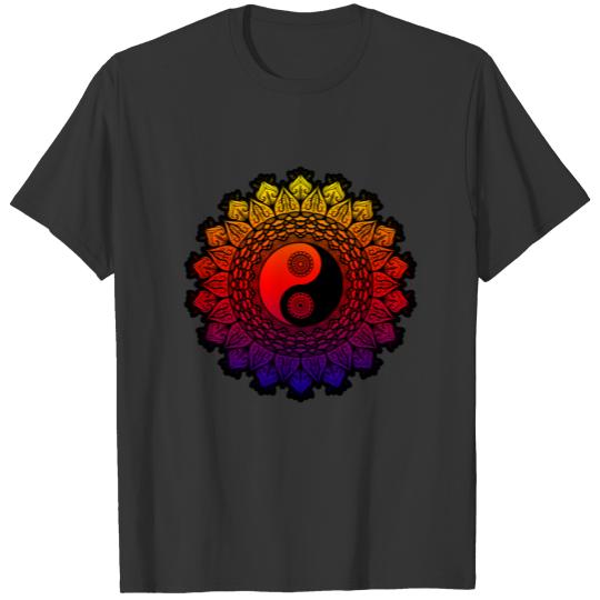 mandala yin yang spiritual namaste meditaion goa T Shirts
