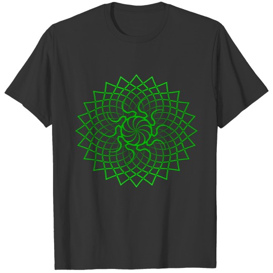 Mandala Geometry Green Sacred Flower Fractal Art T Shirts