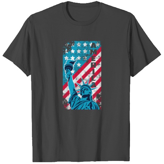 USA Vintage Statue of Liberty America Flag T Shirts