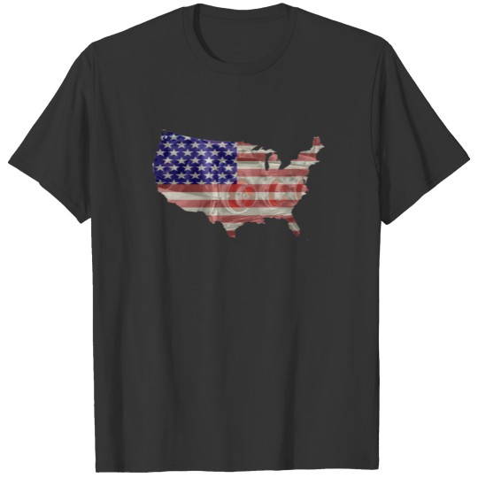 USA Flag Retro Car T-shirt