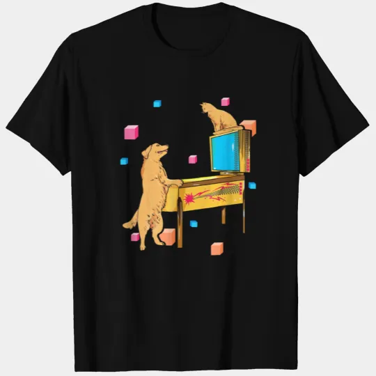 Pinball Wizard Dog Cat Playing Pinball Machine T Shirts