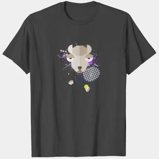 Cute Alpaca Llama Playing Tennis Racket Sport Gift T Shirts