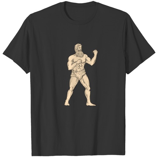 Hercules In Boxer Fighting Stance Drawing Color T-shirt