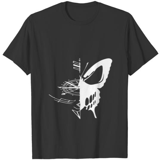 Butterfly skull compass T Shirts