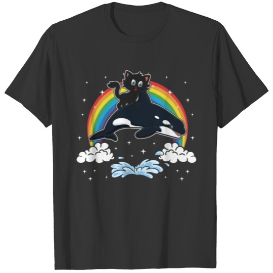 Orca Killer whale sword whale black cat gift T-shirt