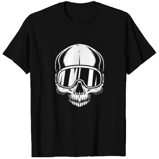 Skull with ski goggles, skiing, snowboarding T Shirts