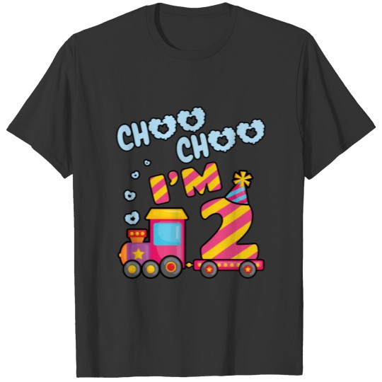 Train Birthday Girls 2 Years Old Choo Choo I'm 2 T Shirts