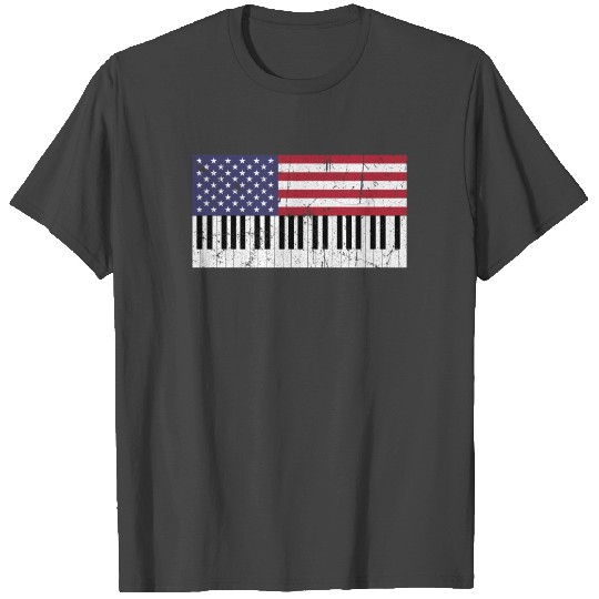 American Flag Piano design T Shirts