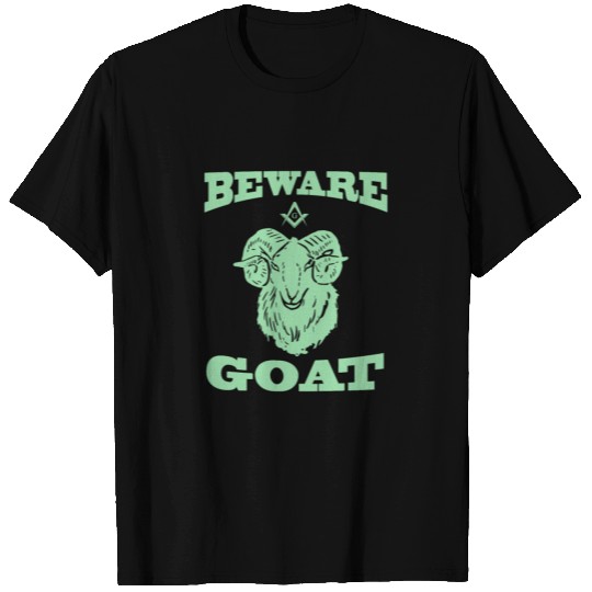 Cerulean Colored Beware of Goat Design Gift T Shirts