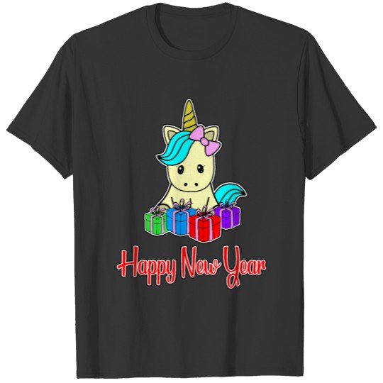 Happy New Year - Unicorn with gifts T-shirt