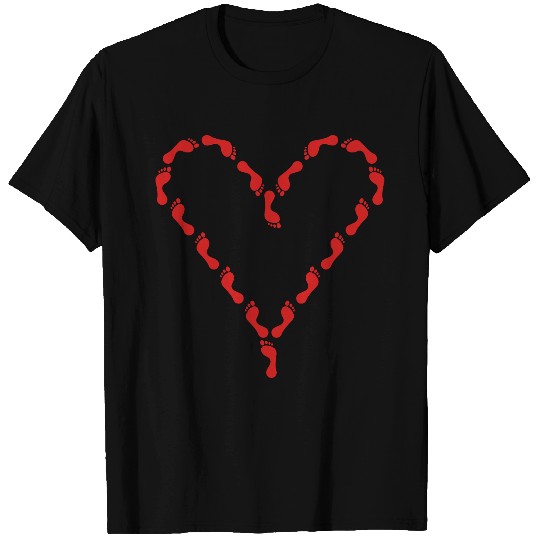 Barefoot Heart Foot Print T Shirts