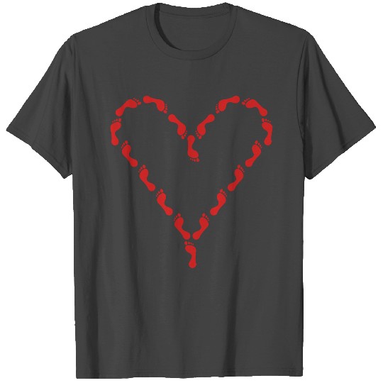 Barefoot Heart Foot Print T Shirts