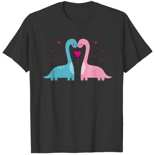 Kids picture dinosaur couple in love vector image T Shirts