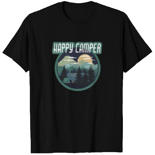 happy camper round distressed T Shirts