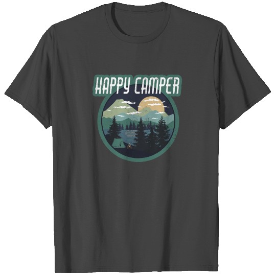 happy camper round distressed T Shirts