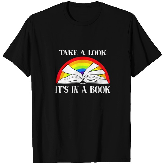 Take A Look It s In A Book Retro Rainbow Reading T Shirts
