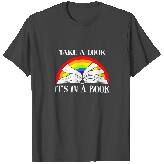 Take A Look It s In A Book Retro Rainbow Reading T Shirts