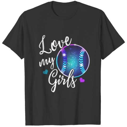 I Love My Girls Mom Softball Shirt Cute Softball T-shirt